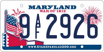 MD license plate 9AF2926