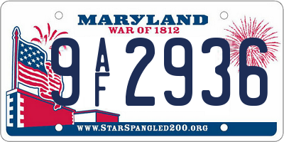 MD license plate 9AF2936