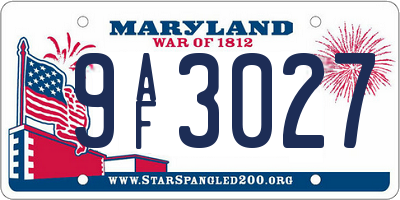 MD license plate 9AF3027