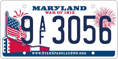 MD license plate 9AF3056