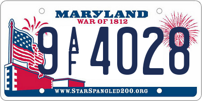MD license plate 9AF4028