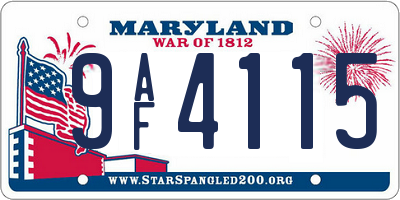 MD license plate 9AF4115