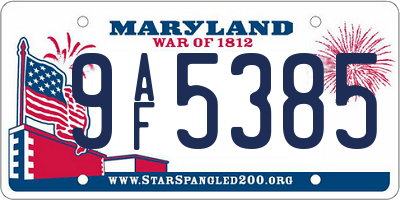 MD license plate 9AF5385
