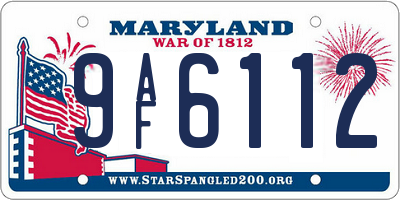 MD license plate 9AF6112
