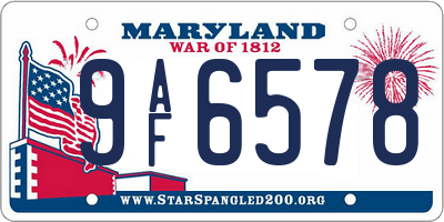 MD license plate 9AF6578