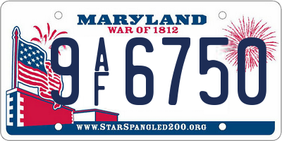 MD license plate 9AF6750