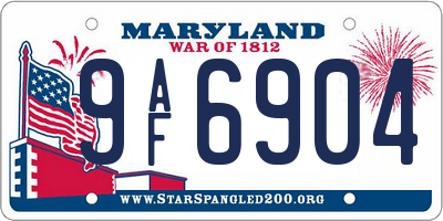 MD license plate 9AF6904