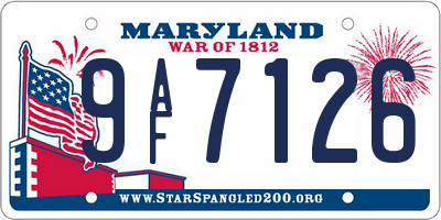 MD license plate 9AF7126