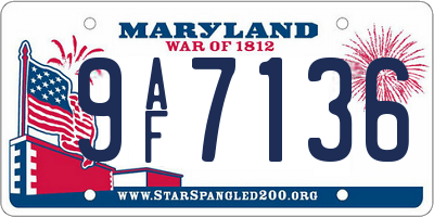 MD license plate 9AF7136