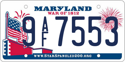 MD license plate 9AF7553