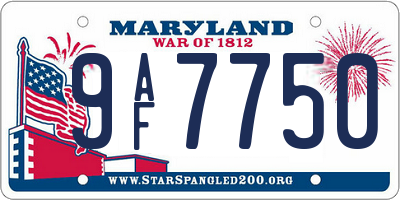 MD license plate 9AF7750