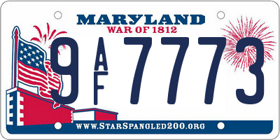 MD license plate 9AF7773