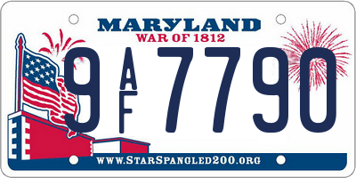 MD license plate 9AF7790