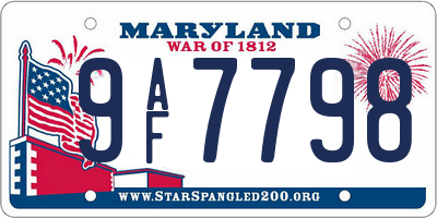 MD license plate 9AF7798