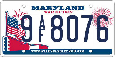 MD license plate 9AF8076