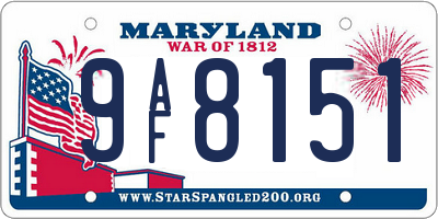 MD license plate 9AF8151