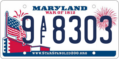 MD license plate 9AF8303