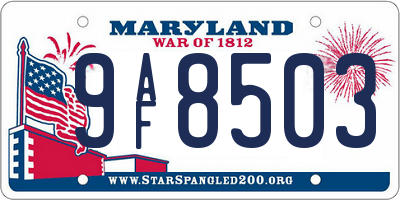 MD license plate 9AF8503