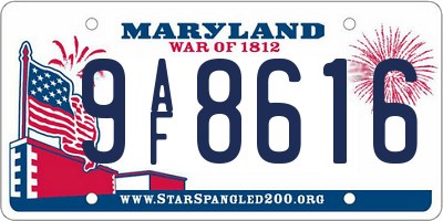 MD license plate 9AF8616