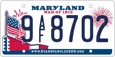MD license plate 9AF8702