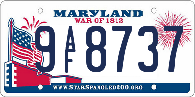 MD license plate 9AF8737