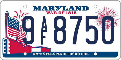 MD license plate 9AF8750
