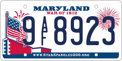 MD license plate 9AF8923