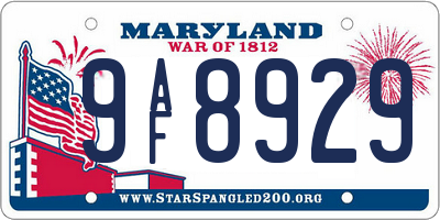 MD license plate 9AF8929