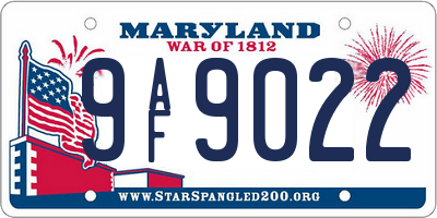 MD license plate 9AF9022