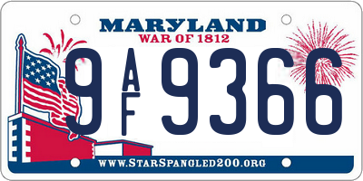 MD license plate 9AF9366