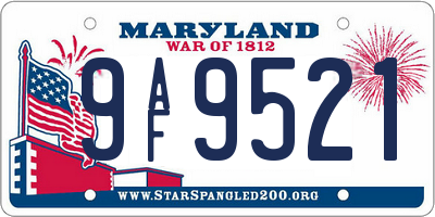 MD license plate 9AF9521