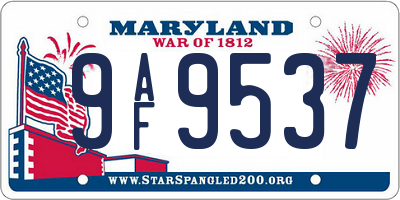 MD license plate 9AF9537