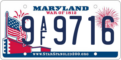 MD license plate 9AF9716