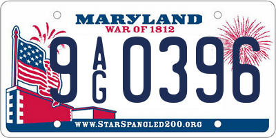 MD license plate 9AG0396