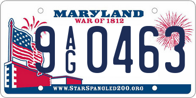 MD license plate 9AG0463