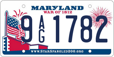 MD license plate 9AG1782