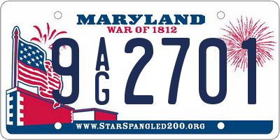 MD license plate 9AG2701