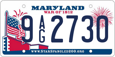 MD license plate 9AG2730