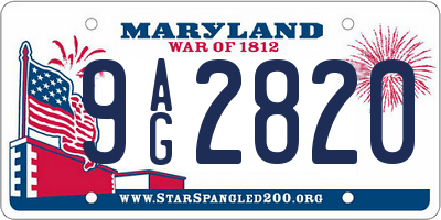 MD license plate 9AG2820
