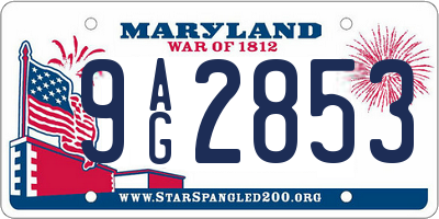 MD license plate 9AG2853