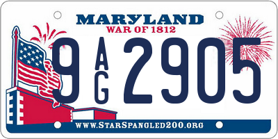 MD license plate 9AG2905