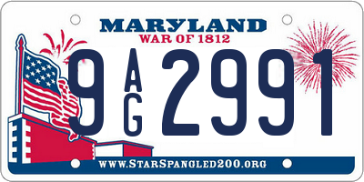 MD license plate 9AG2991