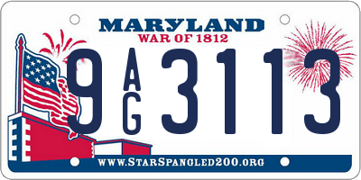 MD license plate 9AG3113