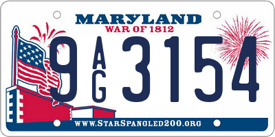 MD license plate 9AG3154