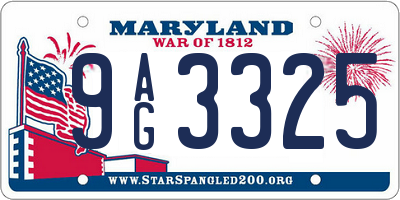 MD license plate 9AG3325