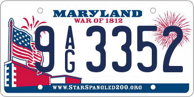 MD license plate 9AG3352
