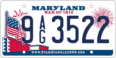 MD license plate 9AG3522
