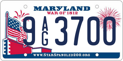 MD license plate 9AG3700