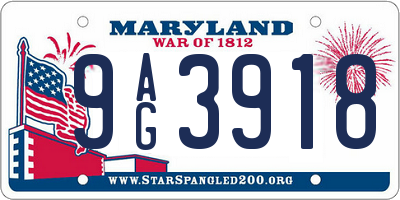 MD license plate 9AG3918