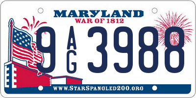 MD license plate 9AG3988